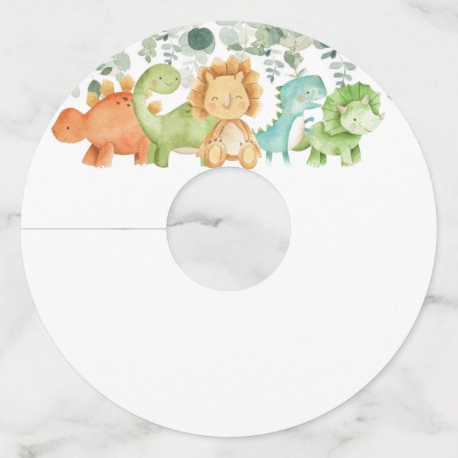 Étiquette Pour Verre De Vin Baby shower Dinosaur (Devant)