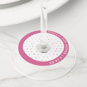 Étiquette Pour Verre De Vin Baby-Shower Rose Sprinkle
