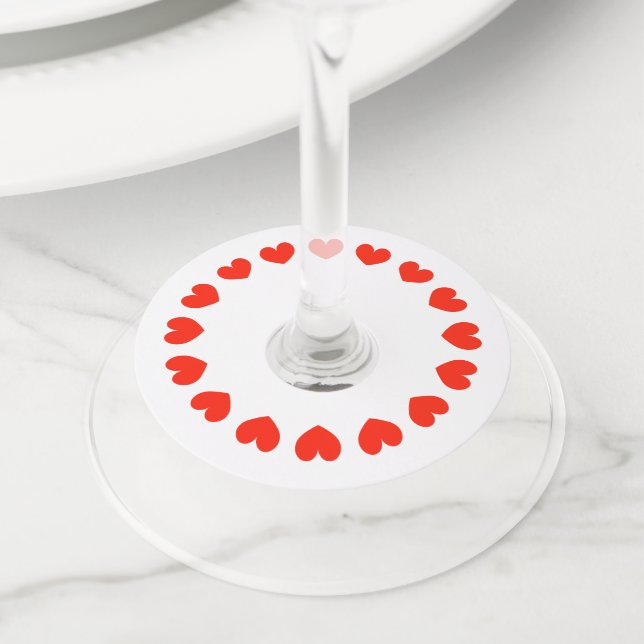 Étiquette Pour Verre De Vin Balises vitrées de coeur rouge (De près)