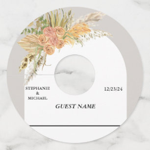 Étiquette Pour Verre De Vin Boho Pampas Grass Tropical Terrain Mariage