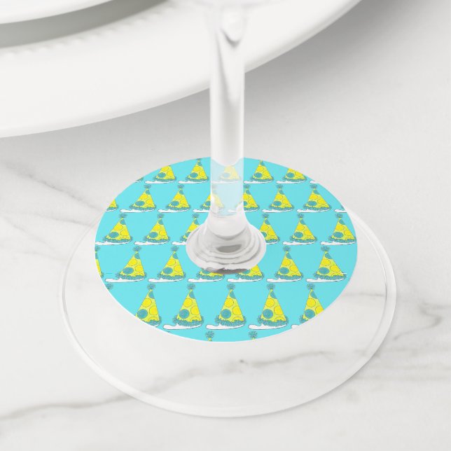 Étiquette Pour Verre De Vin Bonne fête d'anniversaire Polka Dot Party Casquett (De près)