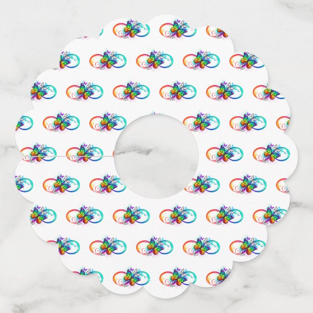 Étiquette Pour Verre De Vin Bright infinity with rainbow butterfly (Devant)