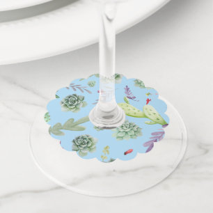 Étiquette Pour Verre De Vin Cactus Motif 10