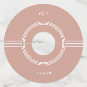 Étiquette Pour Verre De Vin Cadre élégant   Mariage Monogramme en terre cuite