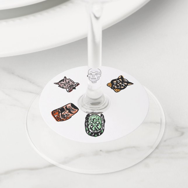 Étiquette Pour Verre De Vin Caractères Halloween classiques | Lumière (De près)