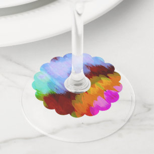 Étiquette Pour Verre De Vin Cascade aquarelle, nature 2