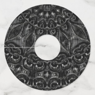 Étiquette Pour Verre De Vin Charcoal Mandala 