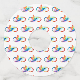 Étiquette Pour Verre De Vin Colibri arc-en-ciel avec symbole Infinity