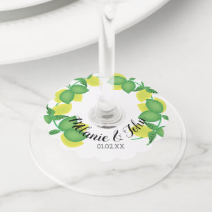 Étiquette Pour Verre De Vin Conception de citron vert Limoncillos - Nom du cou