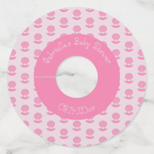 Étiquette Pour Verre De Vin Coquille d'huîtres pour fille rose et Baby shower