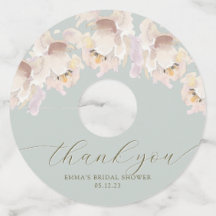 Crème & Mint Aquarelle Vin Floral Tags