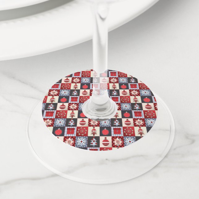 Étiquette Pour Verre De Vin Décor de Noël (De près)