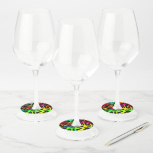 Étiquette Pour Verre De Vin Design coloré de peinture à rayures de néon