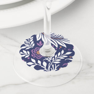 Étiquette Pour Verre De Vin Design floral 22