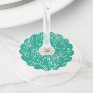 Étiquette Pour Verre De Vin Design floral 34