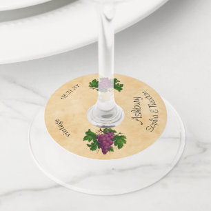 Étiquette Pour Verre De Vin Élégant mariage Vintage Pépages   Nom personnalisé