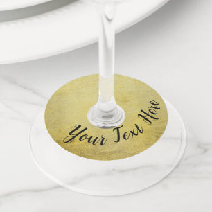 Étiquette Pour Verre De Vin Elégant Romantique Texture dorée avec Script noir