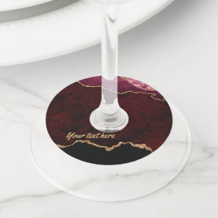 Étiquette Pour Verre De Vin Étiquette de verre à vin en agate or rose et blanc