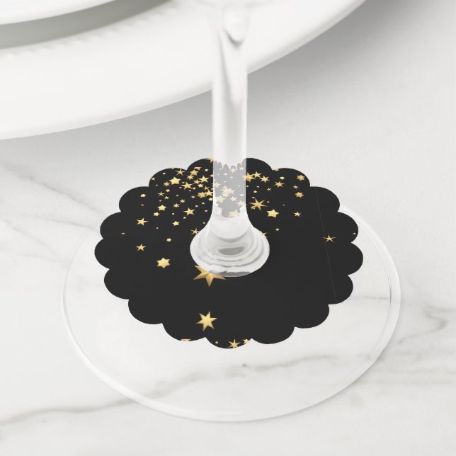 Étiquette Pour Verre De Vin Étoiles d'Or (De près)