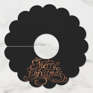 Étiquette Pour Verre De Vin Faux-cuivre Joyeux Noël fantaisie conception de sc
