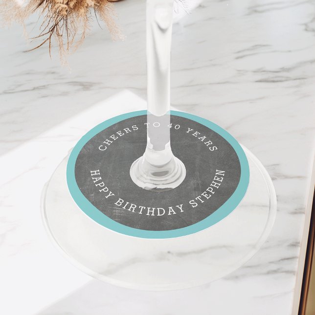 Étiquette Pour Verre De Vin Fête d'anniversaire de la fête du Jalon (Créateur téléchargé)