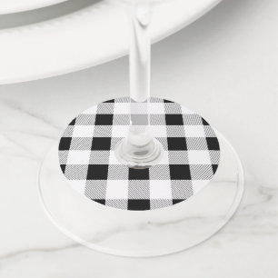 Étiquette Pour Verre De Vin fête de ferme rustique plaid de buffle noir et bla