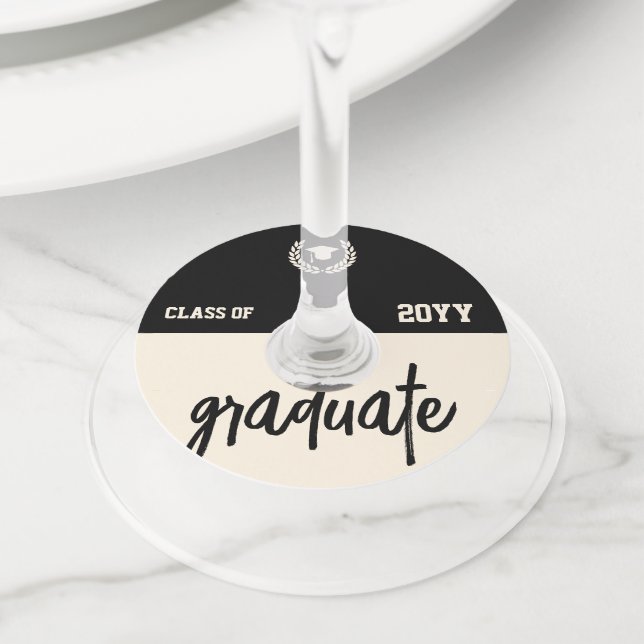 Étiquette Pour Verre De Vin Fête de graduation moderne personnalisée (De près)
