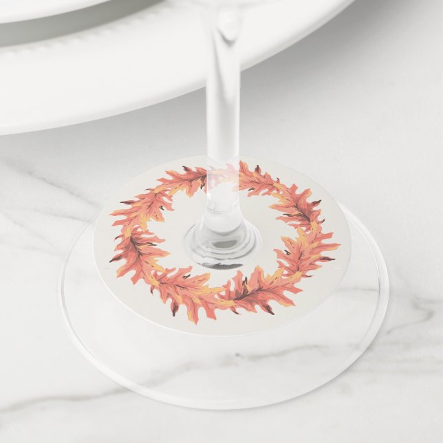 Étiquette Pour Verre De Vin Feuilles de Thanksgiving (De près)
