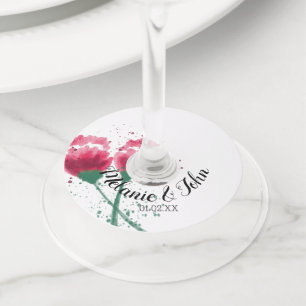 Étiquette Pour Verre De Vin Fleurs à l'aquarelle Floral Splash - Nom du couple