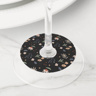 Étiquette Pour Verre De Vin Fleurs d'eau simples 1