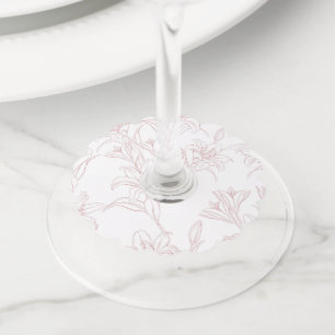 Étiquette Pour Verre De Vin Fleurs Motif 10
