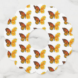 Étiquette Pour Verre De Vin Flower Butterfly with Yellow California Poppy
