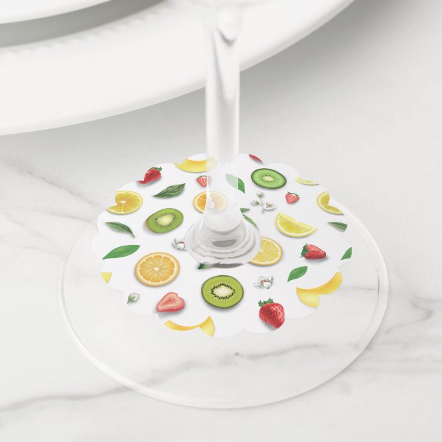 Étiquette Pour Verre De Vin Fruits mixtes 4 (De près)
