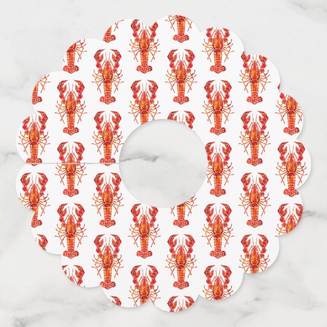 Étiquette Pour Verre De Vin Homard polygonal rouge (Devant)