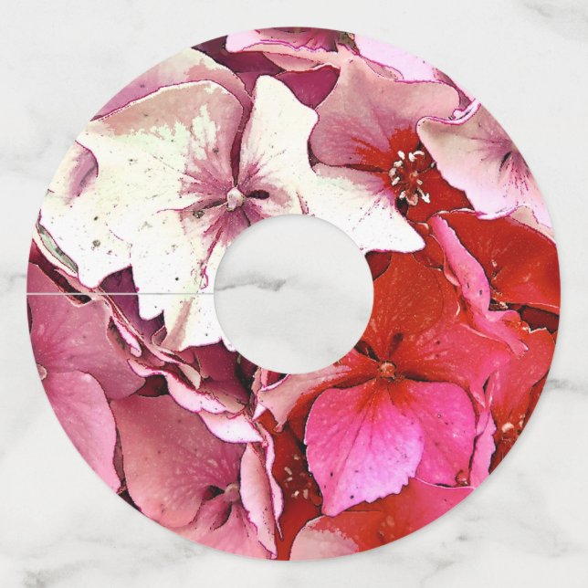 ÉTIQUETTE POUR VERRE DE VIN HYDRANGES ROSES (Dos)