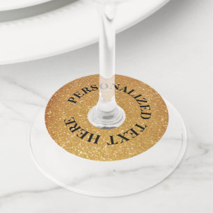 Étiquette Pour Verre De Vin Impression de paillettes en or faux élégant person