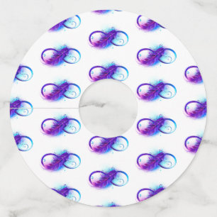Étiquette Pour Verre De Vin Infinity with purple feather