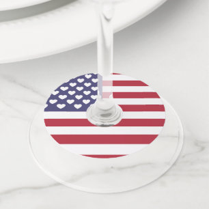 ÉTIQUETTE POUR VERRE DE VIN J'AIME LES ÉTATS-UNIS D'AMÉRIQUE