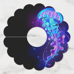 Étiquette Pour Verre De Vin Jellyfish éclatante couleur