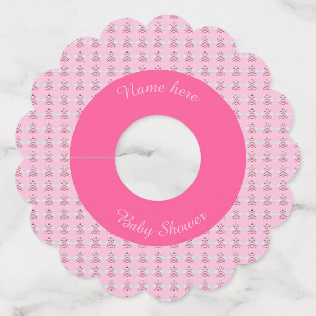 Étiquette Pour Verre De Vin Jolie fille rose bébé Baby shower personnalisé (Devant)