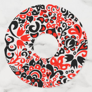 Étiquette Pour Verre De Vin L'art populaire ukrainien motif floral abstact