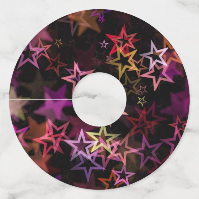 Étiquette Pour Verre De Vin Les Étoiles Colorées Dansent En Toute Sensation (Devant)