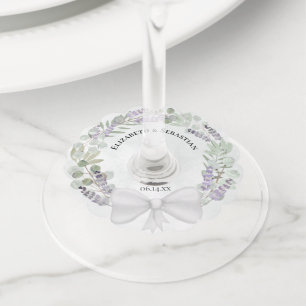 Étiquette Pour Verre De Vin Mariage Boho rustique Lavande et Eucalyptus