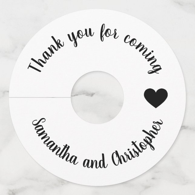 Étiquette Pour Verre De Vin Mariage de calligraphie simple merci d'être venu (Devant)