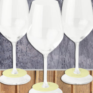 Étiquette Pour Verre De Vin Mariage minimaliste Beurre Jaune et Sage