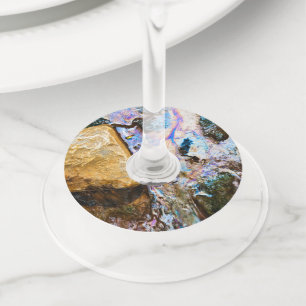 Étiquette Pour Verre De Vin Marque de verre de vin d'eau douce nature abstrait