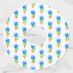 Étiquette Pour Verre De Vin Méduse arc-en-ciel