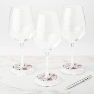 Étiquette Pour Verre De Vin motif avec de mignons éléphants et girafes géant
