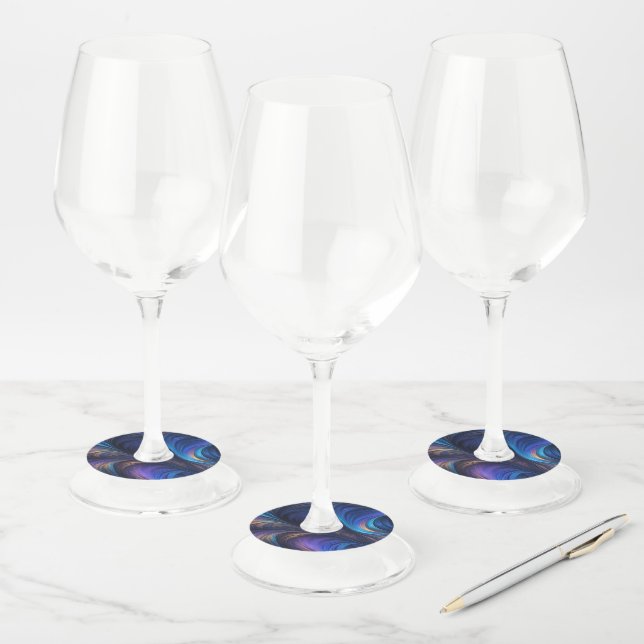 Étiquette Pour Verre De Vin Motif bleu foncé (Lot)