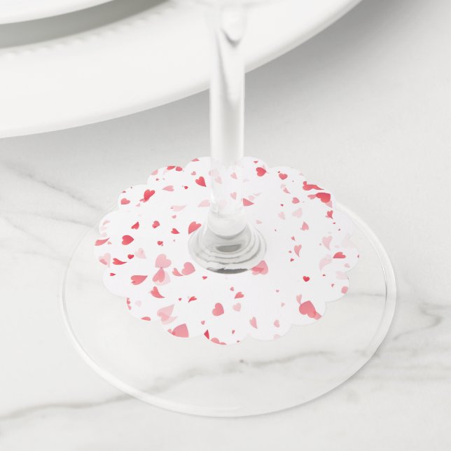 Étiquette Pour Verre De Vin Motif de coeur 33 (De près)